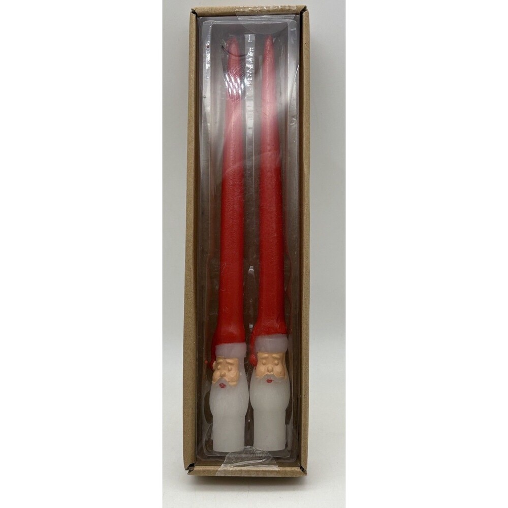 NEW Creative Co-Op Unscented Santa Red Taper 10" Christmas Candles Set of 2 NIB